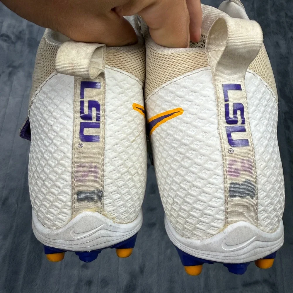 Nike Lunarbeast Pro TD Mens 14.5 White LSU Tigers Football Cleats Promo Sample